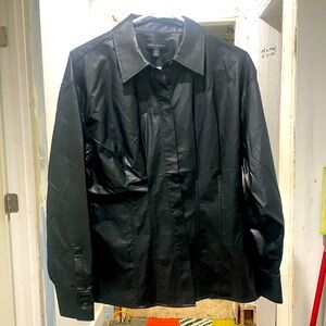 - Banana Republic vegan leather button up shirt size Medium